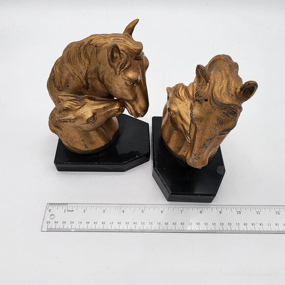 Antique JB Hirsch Horse Head Bookends - as found - Picture 9 of 9